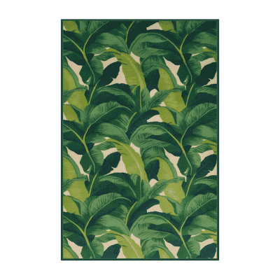 Washable Banana Plants Hawaiian Area Rug