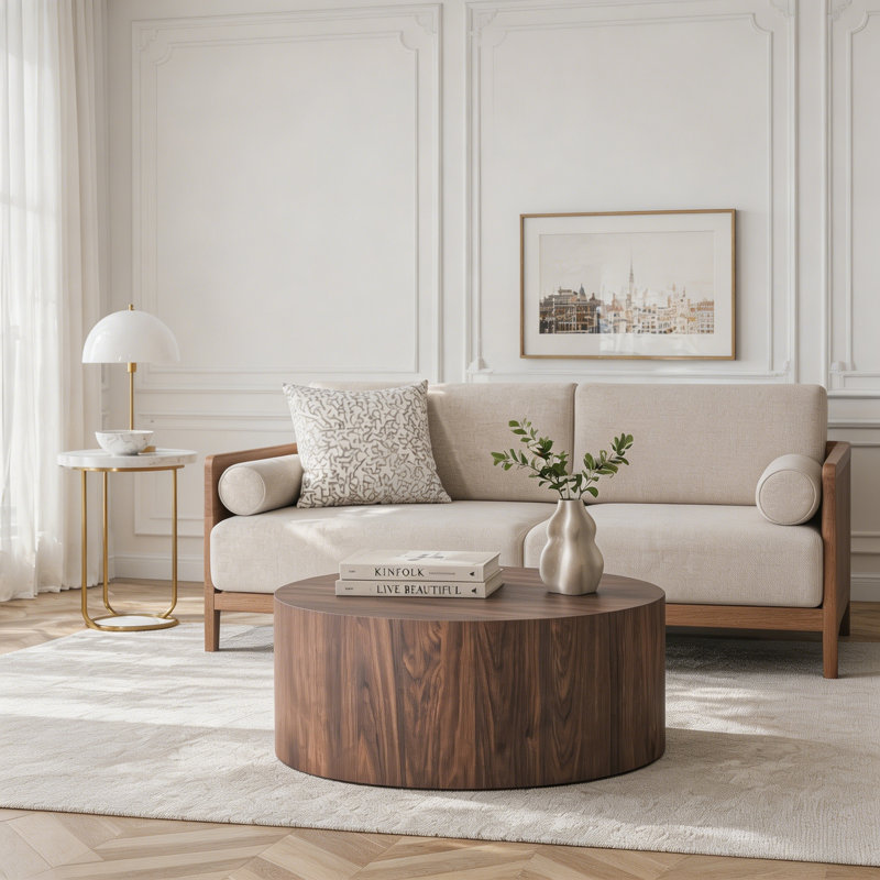 Table basse ronde, Noyer