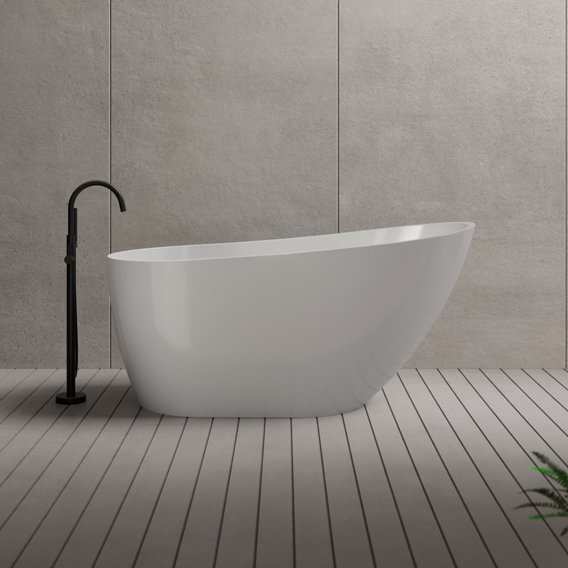 Baignoire de trempage autoportante en acrylique noire 51 "x 27,5" avec trop-plein et bonde escamotable pour salle de bain MonBlari