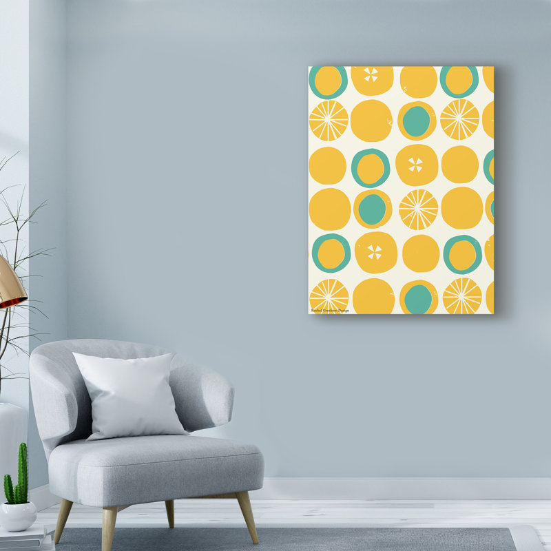 « citron à points », art sur toile, H 24 po x l 18 po x P 2 po