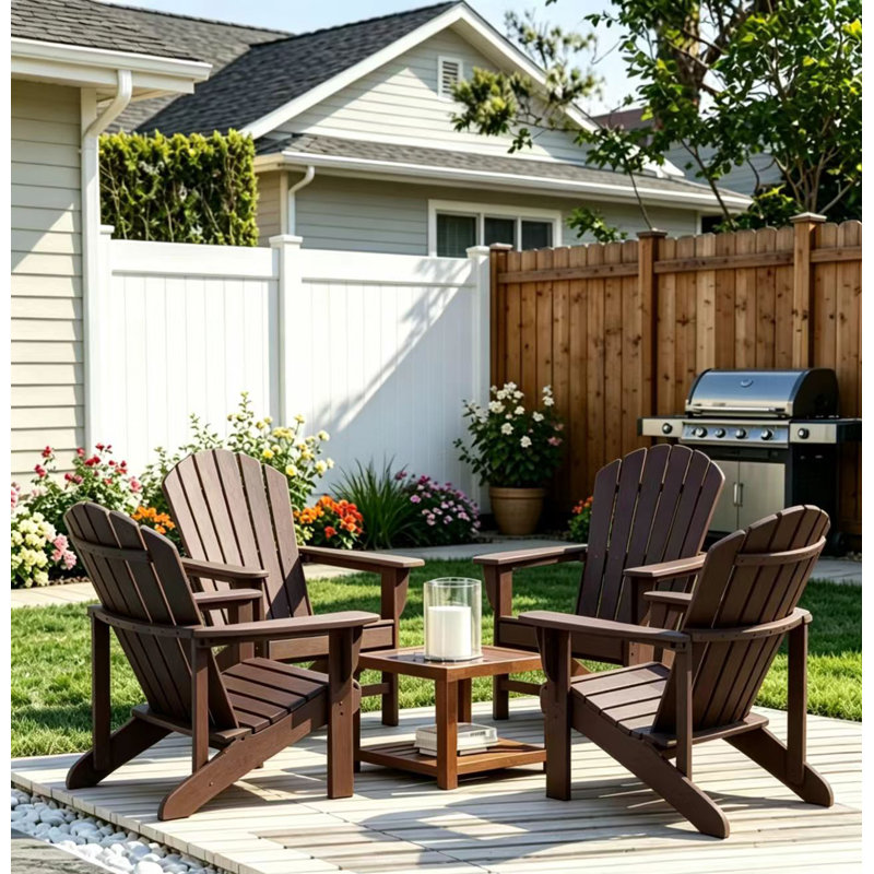 Chaise Adirondack toutes saisons en poly / résine (ensemble de 4), Acajou