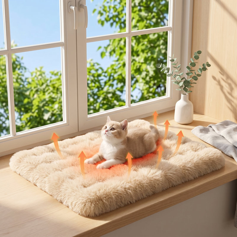 Lit pour chat auto-chauffant, tapis auto-chauffant avec molleton moelleux et fond antidérapant, 18 po x 24 po, pour chatons, petits chiens et animaux de compagnie âgés