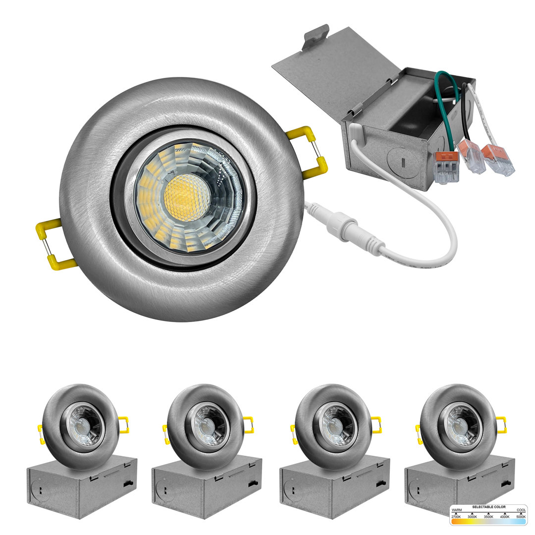 3'' Selectable Color Temperature Dimmable Air-Tight LED Canless Recessed Lighting Kit (Set of 4) NUWATT