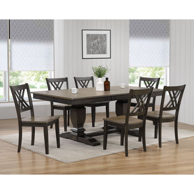 Papineau 7 - Piece Extendable Rubber Solid Wood Dining Set
