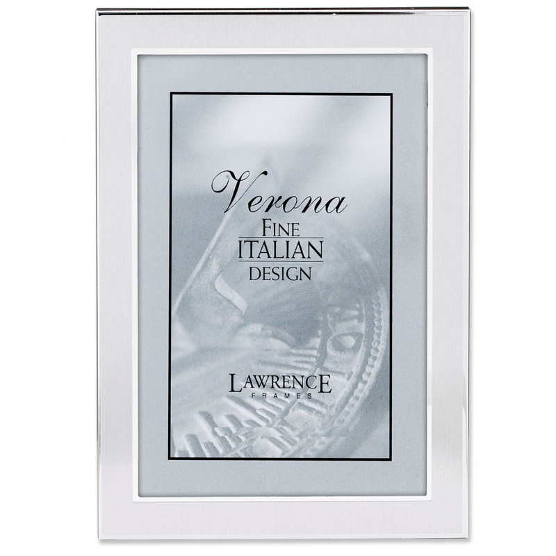 Cadre photo en métal arrière velours, 4 po x 6 po, Argent satiné brossé