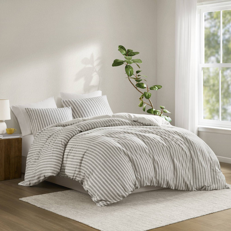 3 PCSSoft Bedding Sets, Light Gray, California King Duvet Cover + 2 King Shams