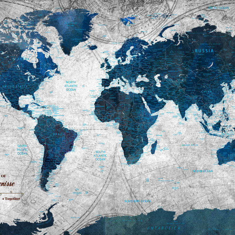Carte du monde personnalisée punaise III, H 16 po x l 24 po, Oui