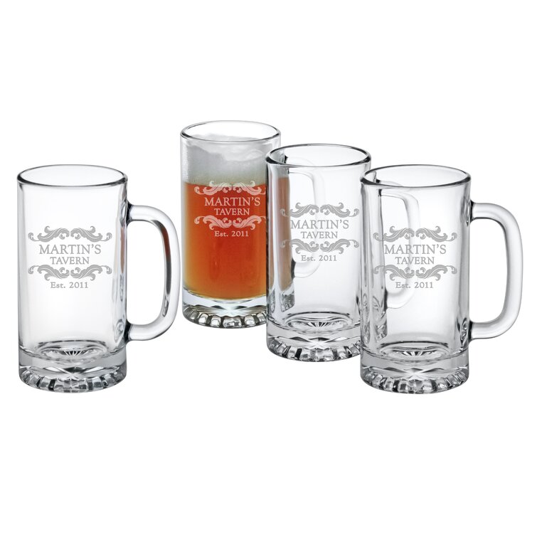 Home Wet Bar 4 - Piece 25oz. Glass Beer Mug Glassware Set