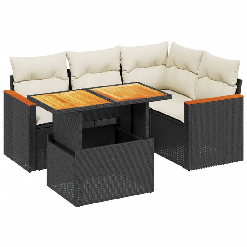 Vidaxl Garden Sofa Set Black, Cream White
