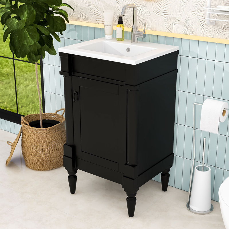 Meuble-lavabo avec lavabo et tablette réglable, Noir
