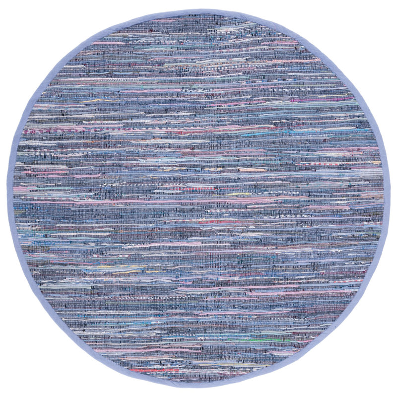 Tapis rayé en coton Feliciano, Rond 6 pi