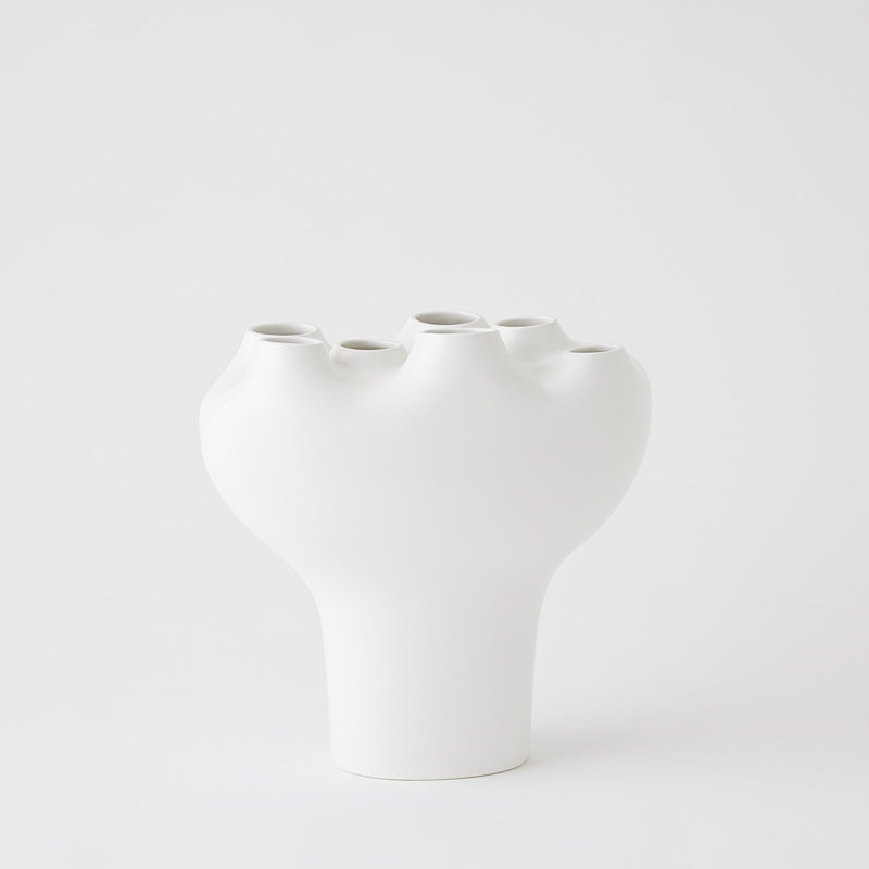 Geyser Handmade Earthenware Table Vase, White