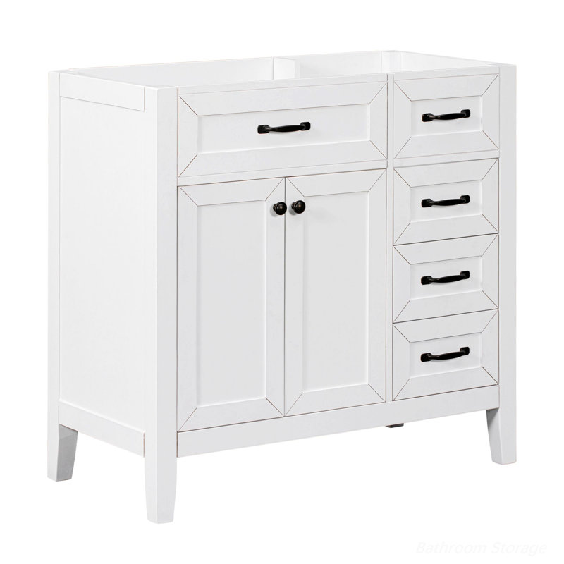 Armoire de salle de bain avec tiroirs, armoire à cadre en bois