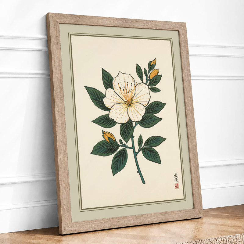 Peony Study Botanical - Framed Print, A4 - 29.7 x 21.0 cm, Oak