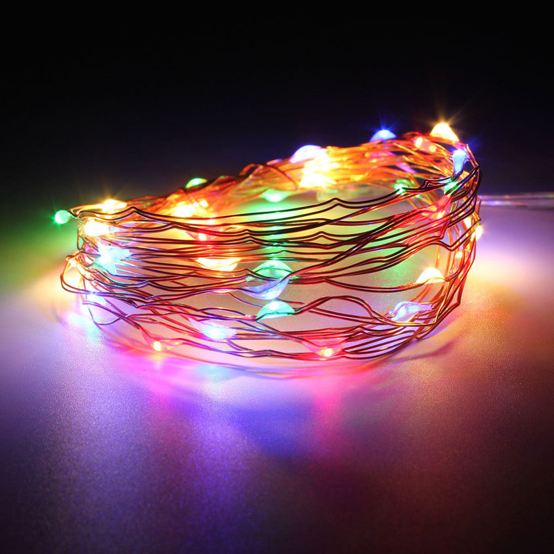 20 Light LED Battery String Lights, Green/Blue/Red
