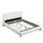 Structure de lit tapissier très grand avec pieds en bois robustes - lit plateforme blanc moderne pour le décor de la chambre à coucher