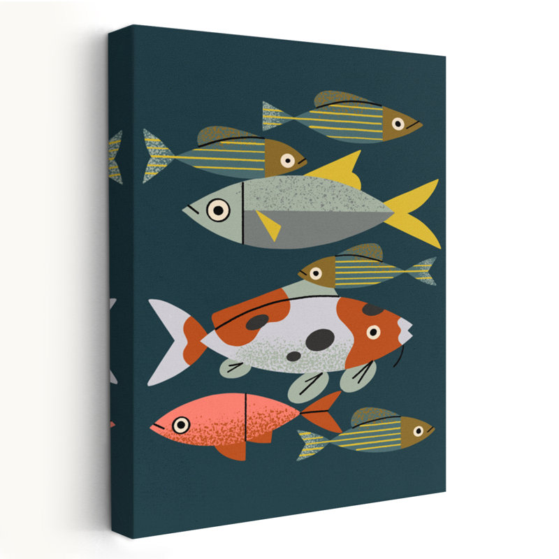 Poissons d'étang - animaux, faune, poissons, motifs, H 24 po x l 16 po