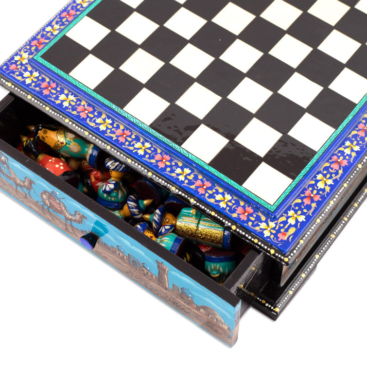 Novica Mukhamedali Novica 2 Player Wood Chess And Checkers Set