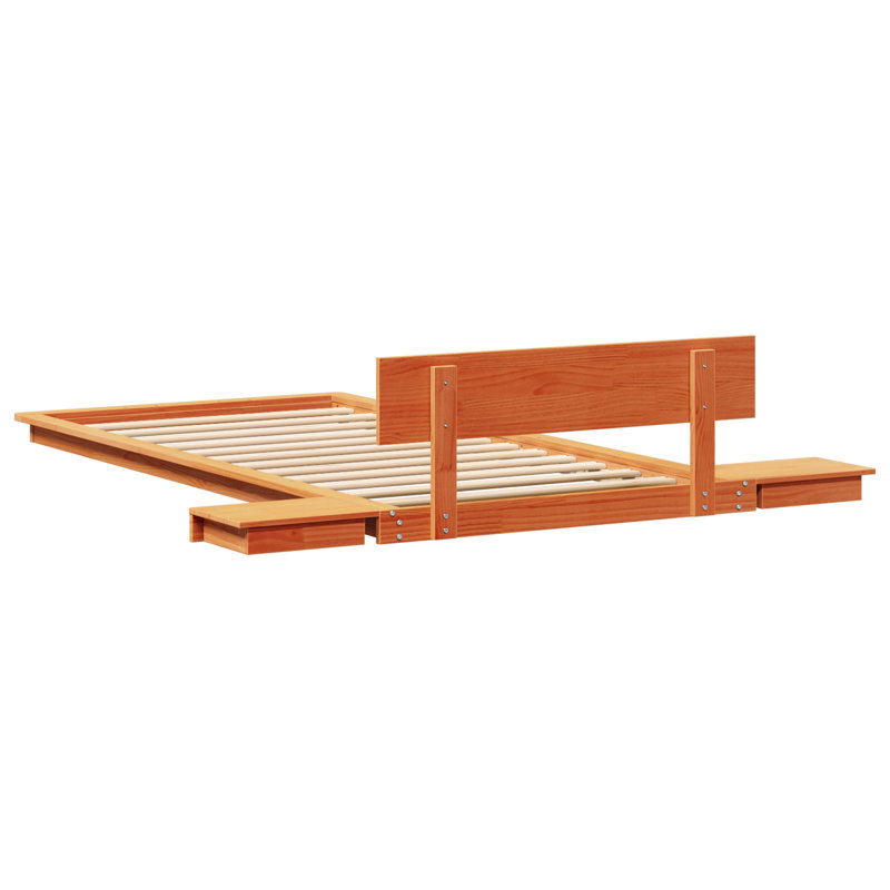 Solid Wood Bed, European Single (90 x 200 cm), Wax Brown