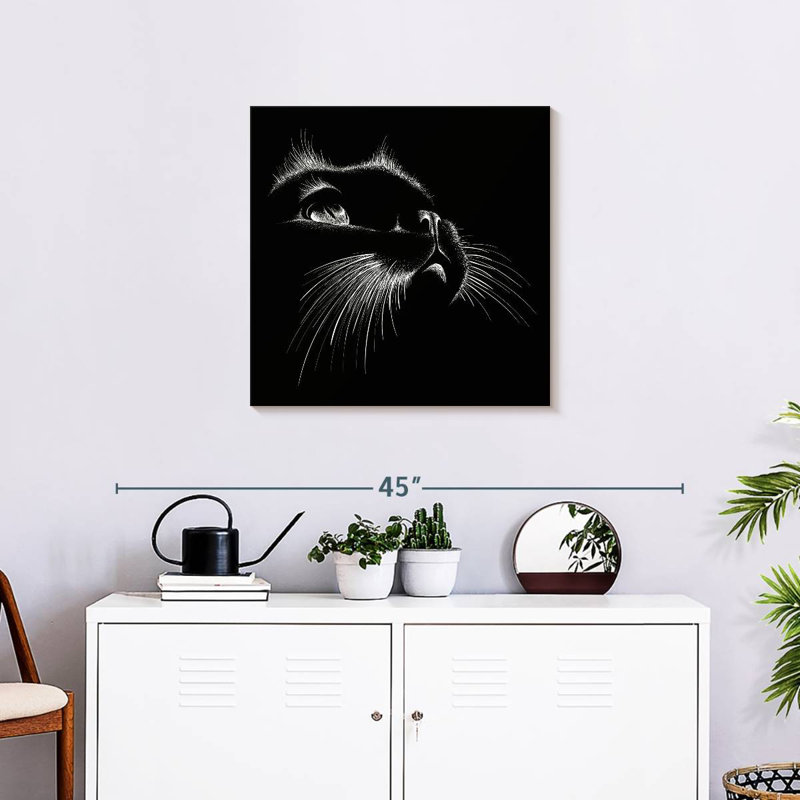 Crowle Black Cat Features, 24" H x 24" W