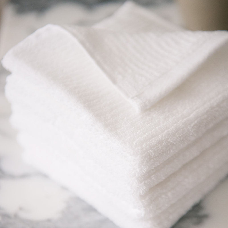 Ribbed Terry Washcloths, White