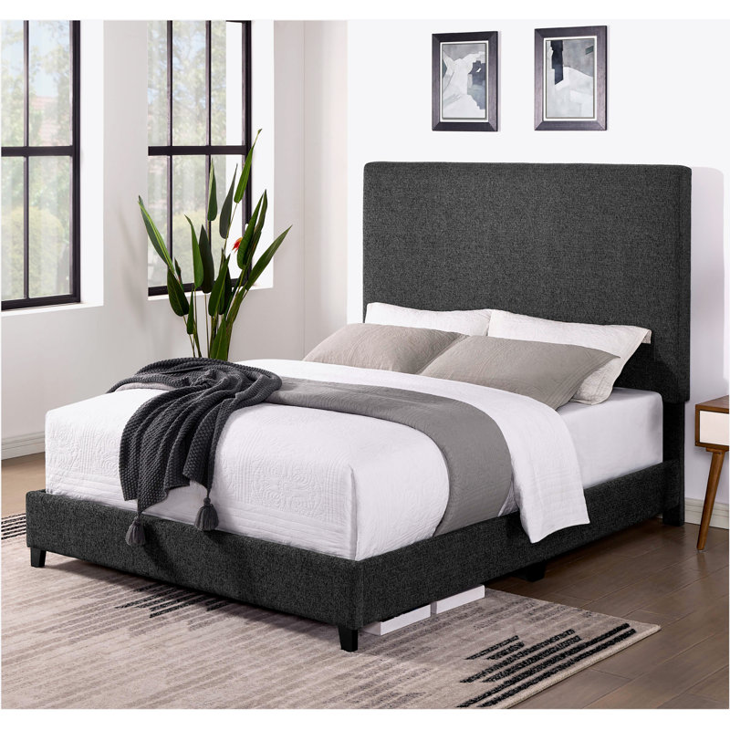 Aryia Boucle Upholstered Platform Bed, Queen, Gray