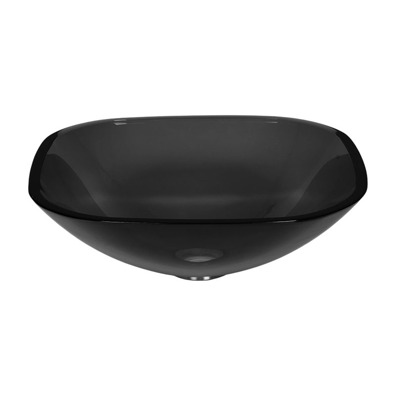 17 Stories 420 mm L x 420 mm W Tempered Glass Square Sink, Satin Black