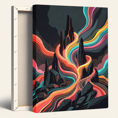 Vagues colorées, reproduction d'art sur toile, ensemble de 1