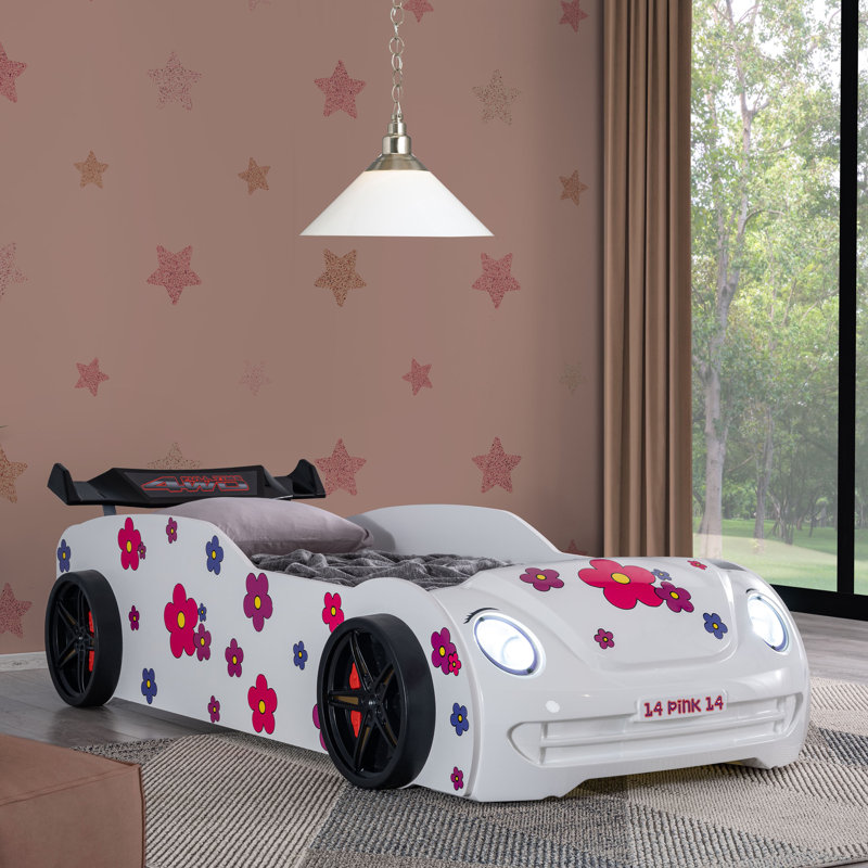 Fleura Race Car Design Twin Bed, White