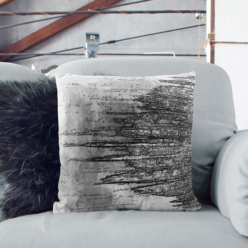 Abstract Square Cushion, White, 40cm H x 40cm W x 15cm D