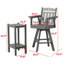 Chaises de salle à manger pivotantes en HDPE pour l'extérieur à haut dossier (ensemble de 2) + table d'appoint haute double couche