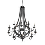 48" Wide Barrel Stave Metallo 10 Light Chandelier