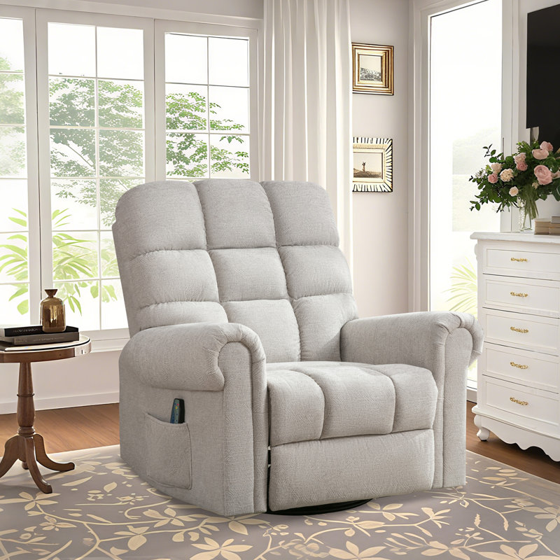 Fauteuil inclinable manuel pivotant chauffant de 42,52 po Havemeyer, Blanc