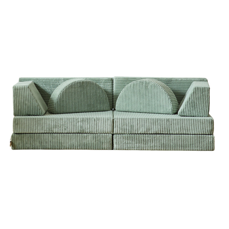 10-Piece Modular Play Sofa - Foam Building Blocks Transformable Kids Sofa (Sage Green)