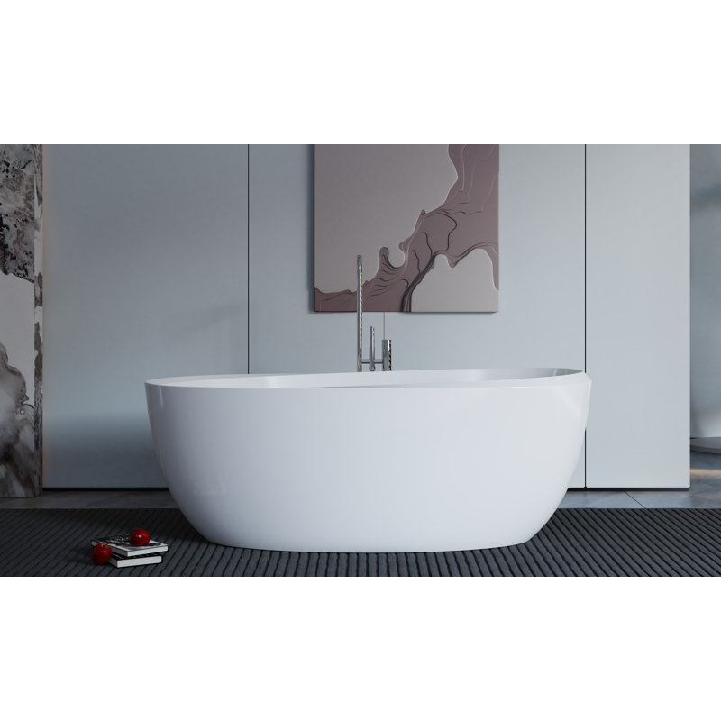 Baignoire autoportante autoportante à fond plat 67 po. X 30 po. Baignoire autoportante A10