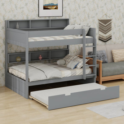 Multifunctional Bunk Bed with Trundle and Storage