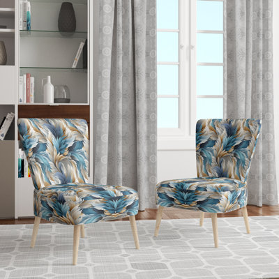 Chaise d'appoint rembourrée bleue et blanche Serenity