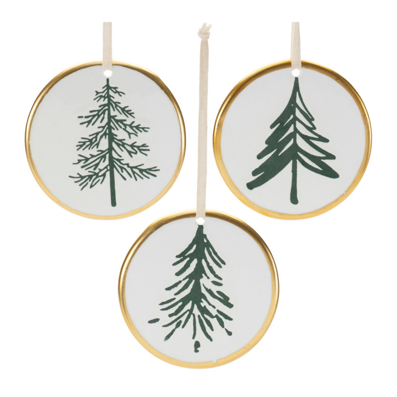 Ceramic Pine Tree Disc Ornament