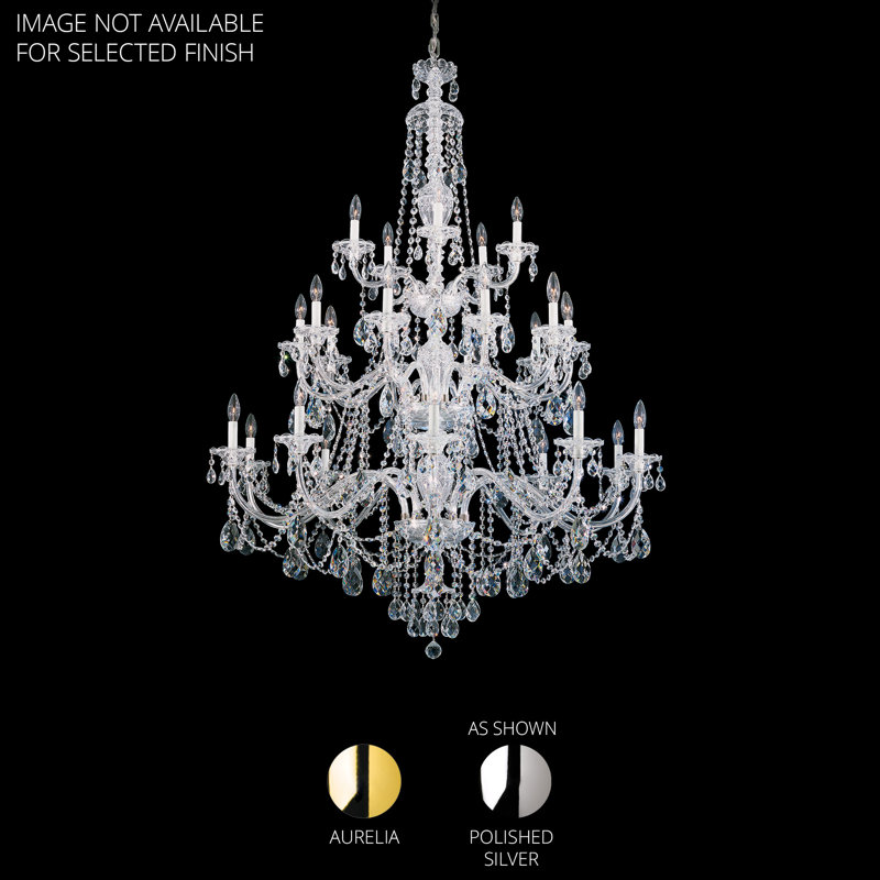 Sterling 25 - Light Glass Chandelier, Silver, Czech, 120 V
