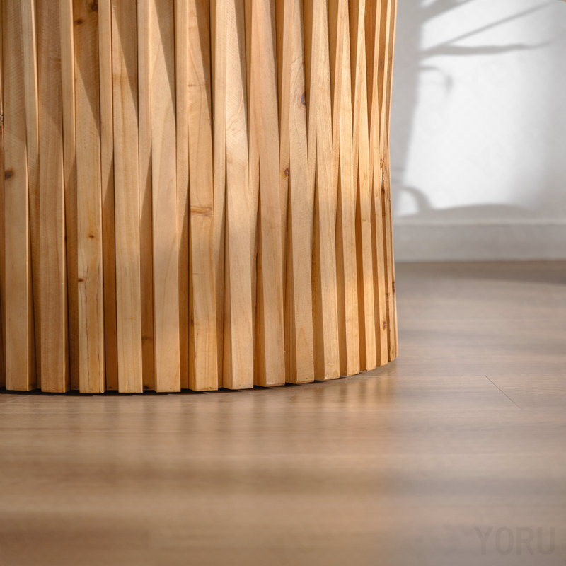 Table d'appoint cylindrique rétro - Design en relief à texture verticale - Moderne