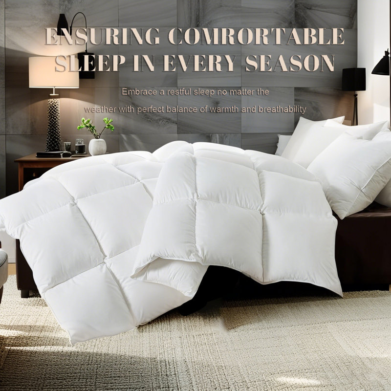 All Season Luxury White Down Blend Comforter Soft Duvet Insert Califonia King Size 104X96, California King