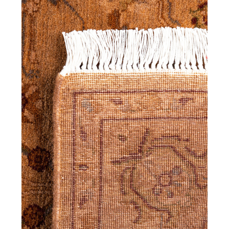 Tapis brun en laine noué à la main Bustamante de 2 pi 7 po x 4 pi 4 po