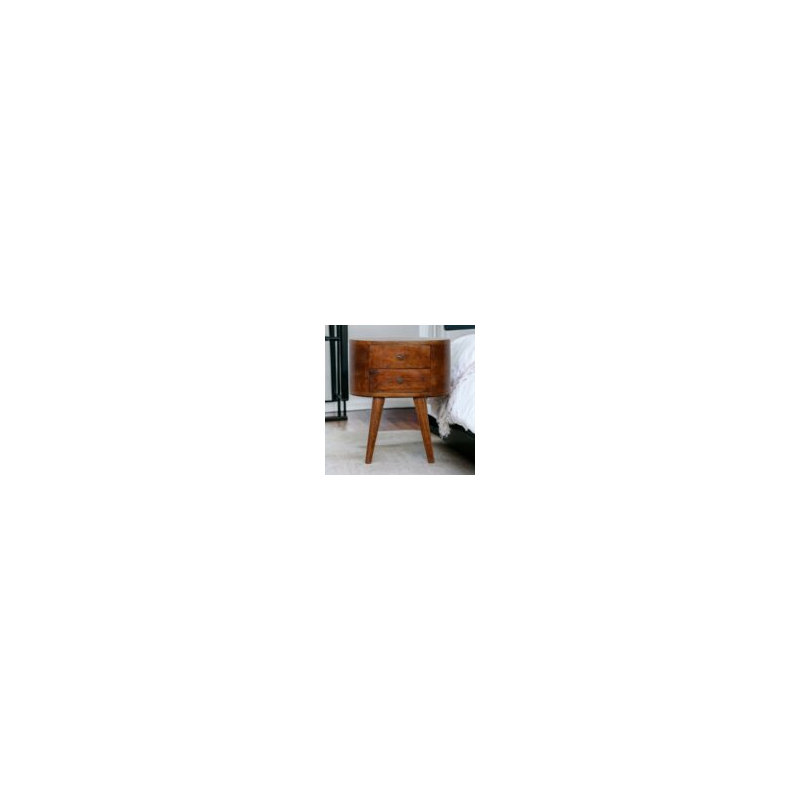 Table de chevet ronde au fini châtaignier