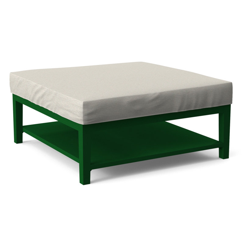 Hammond Square Ottoman, Antique Frost White Finish, White Performance Fabric; 0851-94