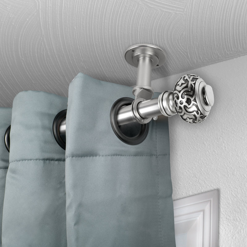 Tringle à rideaux simple Talley, 66 - L 120 po, Nickel satiné