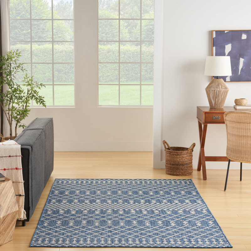 Robbs Rectangle Indoor/Outdoor Area Rug, Rectangle 5' x 7', Navy Blue
