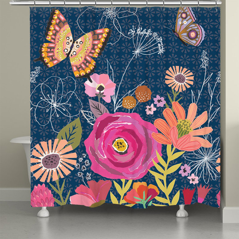 Butterfly Floral Shower Curtain By Laural Home