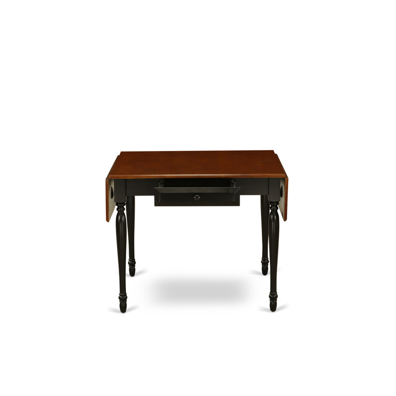 Ensemble de table de salle à manger rectangulaire en bois massif avec plateau Dropleaf, Noir / Cerisier, Noir