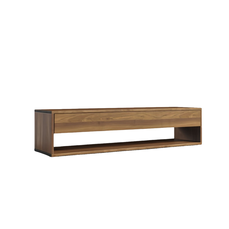 Banc de rangement en bois massif Naikia, Brun