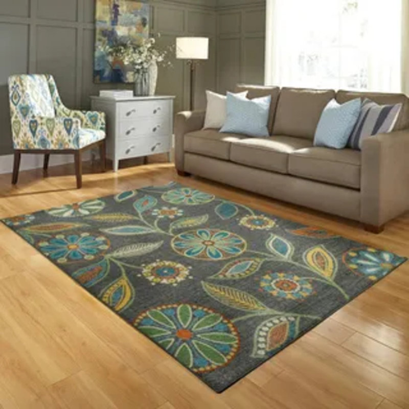 Floral Runner Rug - Non-slip Hallway & Entryway Carpet, Machine Washable, For Bedroom Bathroom Office, 29x45 Inch (75x115cm)
